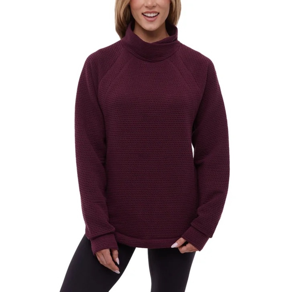 Bench Women’s Textured Funnel Neck Top Dark Red Medium NWT